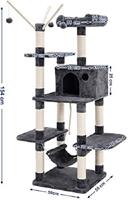 Loods 1 Kattenboom/ Krabpaal - met Hangmat  en kattenmand - Grijs - 50x50x154cm