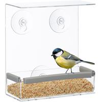 RELAXDAYS Vogelfutterhaus, Vogelfutterspender aus Acryl, Vogelhaus für Fensterscheibe, 16,5 x 15 x 7,5 cm, transparent