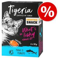 Tigeria 6 x 50 g  Smoothie Snack voor een probeerprijs! - Met Tonijn, Kip en Wortel