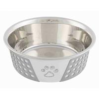 Trixie Bowl stainless steel/silicone 1.4 l/ø 21 cm white/grey