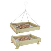 Esschert Design Vogelvoedertafel hout staand en hangend 35 cm - Vogelvoederhuisje - Vogelvoer - Vogel voederstation