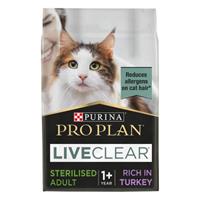 2x7kg LiveClear Sterilised Adult Kalkoen Pro Plan Kattenvoer