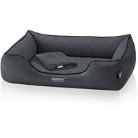 BedDog PREMIUM Orthopädisches Hundebett BUFFY, Memory Foam, Kunstleder, mit abnehmbaren Bezug:ANTHRACITE (anthrazit), L (ca. 80X65x18cm) - 