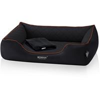 BedDog PREMIUM Orthopädisches Hundebett BUFFY, Memory Foam, Kunstleder, mit abnehmbaren Bezug:BLACK (schwarz), L - 