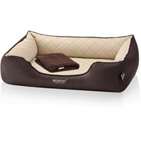 BedDog PREMIUM Orthopädisches Hundebett BUFFY, Memory Foam, Kunstleder, mit abnehmbaren Bezug:MELANGE (beige/braun), L - 