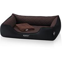 BedDog PREMIUM Orthopädisches Hundebett BUFFY, Memory Foam, Kunstleder, mit abnehmbaren Bezug:MOCCA (braun/schwarz), L - 