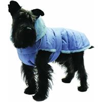 FASHION DOG Hunde-Steppmantel mit Kunstpelz-Futter - Azzurro - 27 cm - 