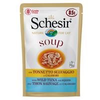 Schesir Cat Soup - 24 x 85 g Wilde Tonijn & Inktvis