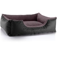 BedDog Hundebett TEDDY, Hundesofa aus Cordura und Microfaser-Velours, waschbares Hundebett mit Rand, Hundekissen vier-eckig:L, BLACK-FIELD