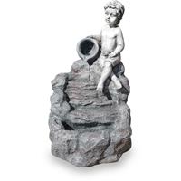 KIOM Gartenbrunnen Figurenbrunnen Wasserspiel FoChild Led 74 cm 10905 - grau / dunkelgrau