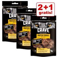 Crave 2 + 1 gratis! 3 x  Protein Hundesnacks - 76 g Rund