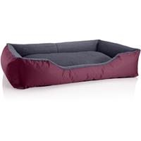 BedDog Hundebett TEDDY, Hundesofa aus Cordura und Microfaser-Velours, waschbares Hundebett mit Rand, Hundekissen vier-eckig:3XL, CHERRY-ROCK