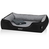 BedDog PREMIUM Orthopädisches Hundebett WUFFI, Memory Foam, mit abnehmbaren Bezug:THE-ROCK (schwarz/grau), L - 