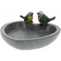 Pro Garden Vogelbad/voederschaal - grijs - kunststof - D25,5 x H11,5 cm - drinkschaal voor tuinvogel - Vogelvoederhuisjes