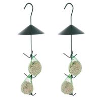 Merkloos 2x Vogel vetbollen houders hangend 44 cm - Vogel voederhangers/vetbolhangers