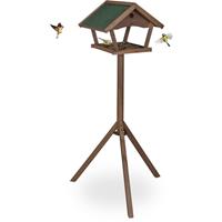 RELAXDAYS Vogelfutterhaus mit Standfuß, Holz Futterhaus für Wildvögel, HBT: 139x70x60 cm, wetterfestes Dach, braun/grün - 