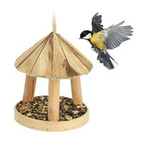 RELAXDAYS Vogelfutterhaus, Holz, Futterhaus zum Aufhängen & Stellen, HxD: 21 x 18 cm, Futterstelle für Wildvögel, natur - 