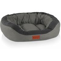 BedDog PRINS PREMIUM Hundebett, aus strapazierfähigem Alicante-Gewebe, Hundesofa mit Seiten, ovales Kissen für Ihr Haustier, Hundecouch:L, STEEL-GREY (grau)