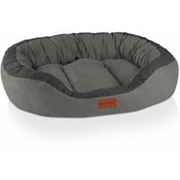 BedDog PRINS PREMIUM Hundebett, aus strapazierfähigem Alicante-Gewebe, Hundesofa mit Seiten, ovales Kissen für Ihr Haustier, Hundecouch:XL, STEEL-GREY