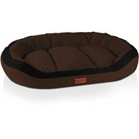 BedDog PRINS PREMIUM Hundebett, aus strapazierfähigem Alicante-Gewebe, Hundesofa mit Seiten, ovales Kissen für Ihr Haustier, Hundecouch:XXL, MOCCA