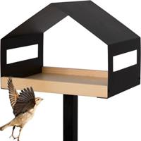 Yomonda Design Vogelhaus mit Ständer, Vogelfutterhaus Vogelhäuschen Futterhaus Vögel schwarz  Kinder