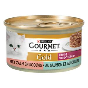 Gourmet Gold Hartig Torentje Duo - Kattenvoer - Zalm Koolvis 85 g