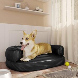 vidaXL Hundebett Ergonomisch Schaumstoff Schwarz 60x42 cm Kunstleder 