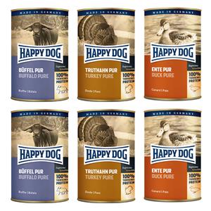 Happy Dog Puur 6 x 400 g - Mix: Kalkoen, Eend & Rund