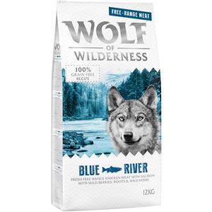Wolf of Wilderness 12kg  Adult Blue River Scharrelkip & Zalm Hondenvoer droog