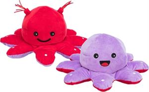 TRIXIE octopus omkeerbaar pluche rood / paars 35 CM