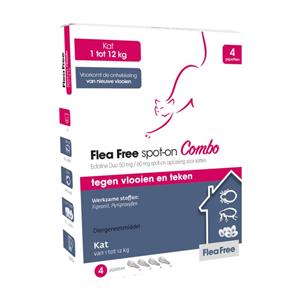 Flea Free Spot-On Combo Kat Pipetten - Vlooien- en tekenmiddel - 4 stuks