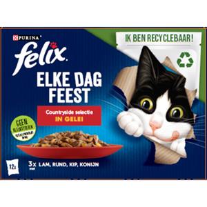 Felix Multibox Elke Dag Feest Countryside Selectie - Kattenvoer - Lam Rund Kip 12x85 g