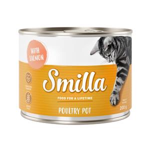 Voordeelpakket Smilla Gevogeltepannetje 24 x 200 g Kattenvoer - Mals Gevogelte met Zalm