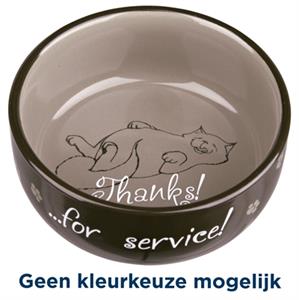 Trixie Voer/Waterbak 'Thanks For Service' Keramiek - Kattenvoerbak - Ø11 cm Assorti