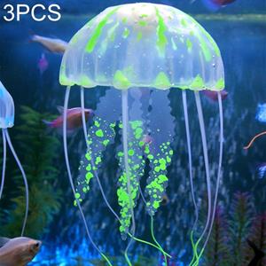 huismerk 3 STKS aquarium artikelen decoratie silicone simulatie fluorescerende sucker kwallen grootte: 3.5 * 11cm (groen)