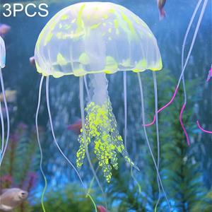 huismerk 3 STKS aquarium artikelen decoratie silicone simulatie fluorescerende sucker kwallen grootte: 5 * 17cm (geel)