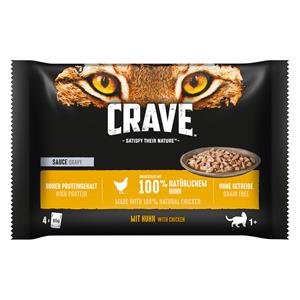Crave Kat Maaltijdzakjes Multipack Kattenvoer 4 x 85 g - Sauce met kip
