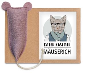 Kater Kasimir Premium XL handgemachte Spielmaus aus echtem Wollfilz mit Baldrianwurzel