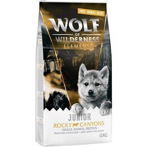 Wolf of Wilderness 12+2kg Junior Rocky Canyons Scharrelrund  Hondenvoer droog