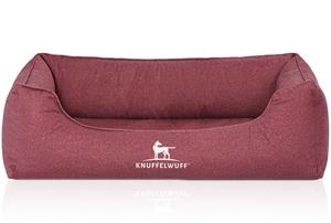 Knuffelwuff Orthopädisches Wasserabweisendes Hundebett Malou aus Velours mit Handwebcharakter rot M-L