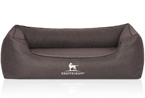 Knuffelwuff Orthopädisches Hundebett Wippo aus Velours mit Handwebcharakter schwarz M-L