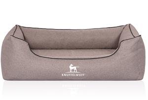 Knuffelwuff Orthopädisches Hundebett Wippo aus Velours mit Handwebcharakter grau M-L