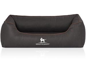 Knuffelwuff Orthopädisches Hundebett Rockland aus Kunstleder schwarz M-L