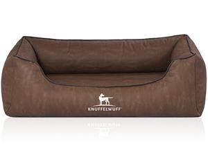Knuffelwuff Orthopädisches Hundebett Rockland aus Kunstleder braun M-L