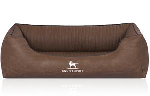 Knuffelwuff Orthopädisches Hundebett Columbia aus laser-gestepptem Kunstleder braun M-L