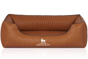 Knuffelwuff Orthopädisches Hundebett Chesapeake aus Laser gestepptem marmoriertem Kunstleder terracotta M-L