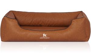 Knuffelwuff Hundebett Henderson aus marmoriertem Kunstleder terracotta XL