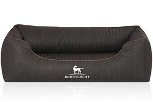 Knuffelwuff Orthopädisches Hundebett Tampa aus laser-gestepptem Kunstleder schwarz M-L