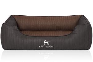 Knuffelwuff Orthopädisches Hundebett Outback aus laser-gestepptem Kunstleder schwarz/ braun M-L