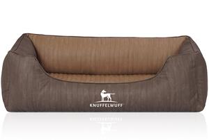 Knuffelwuff Orthopädisches Hundebett Outlander aus laser-gestepptem Kunstleder braun/ caramell M-L